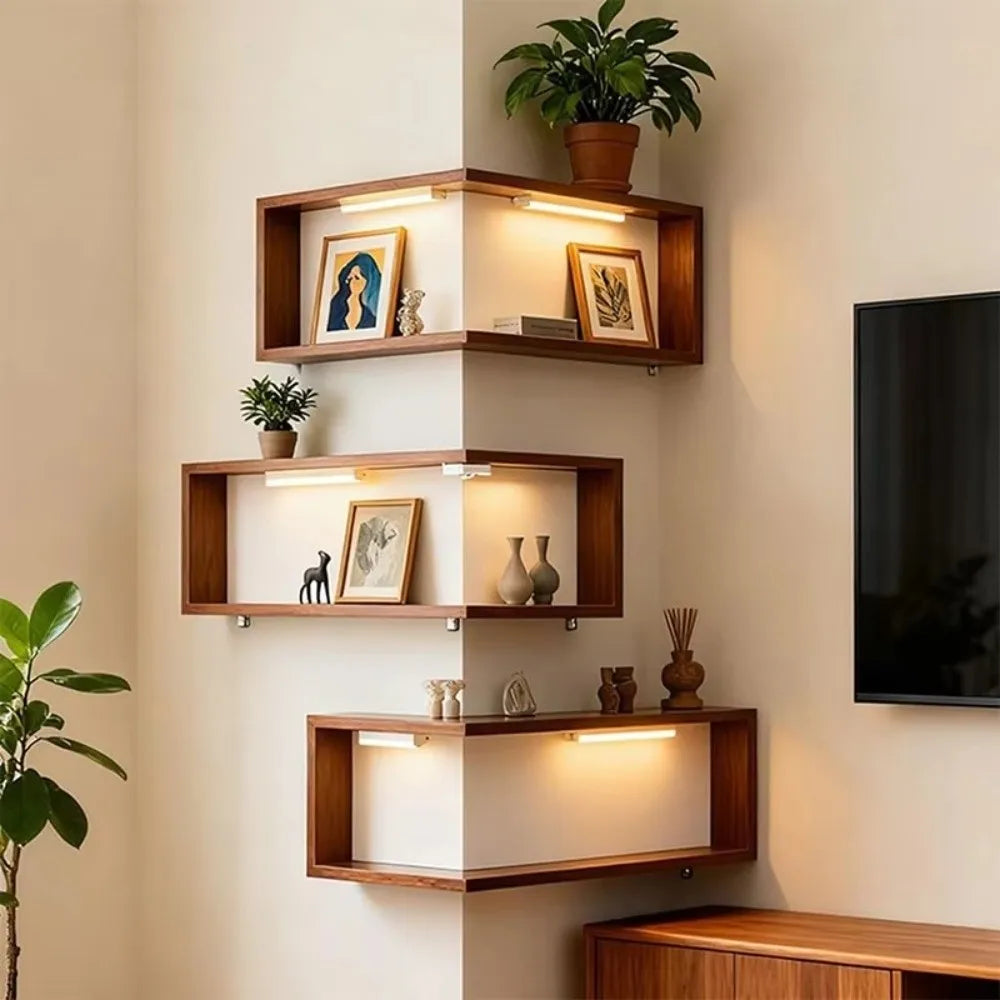 Eckregal Holz Wohnzimmer