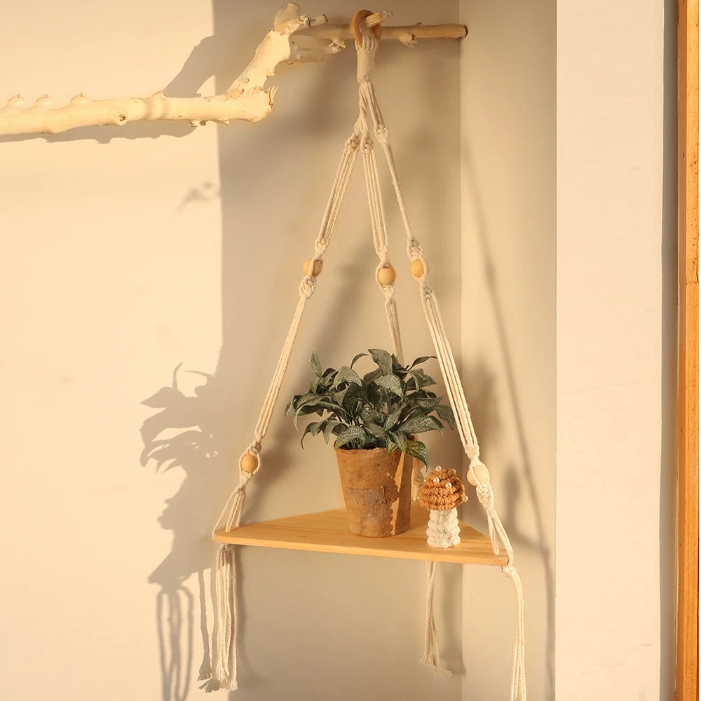 Corner Wood Wall Shelf