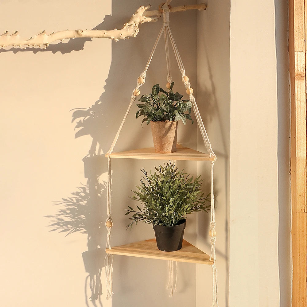 Corner Wood Wall Shelf
