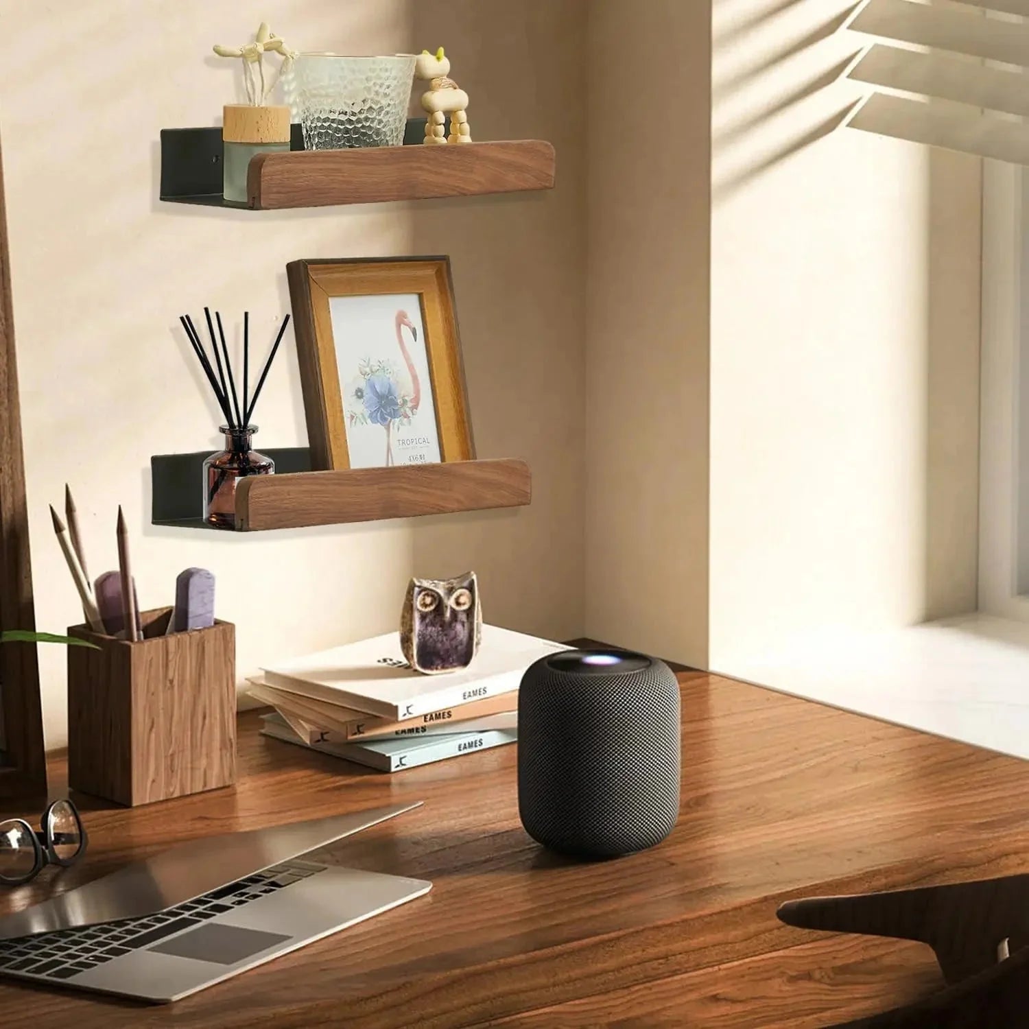 Dark Wood Corner Shelf