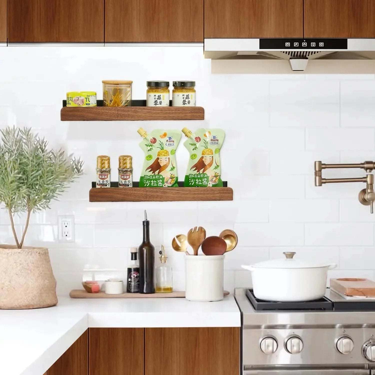 Dark Wood Corner Shelf