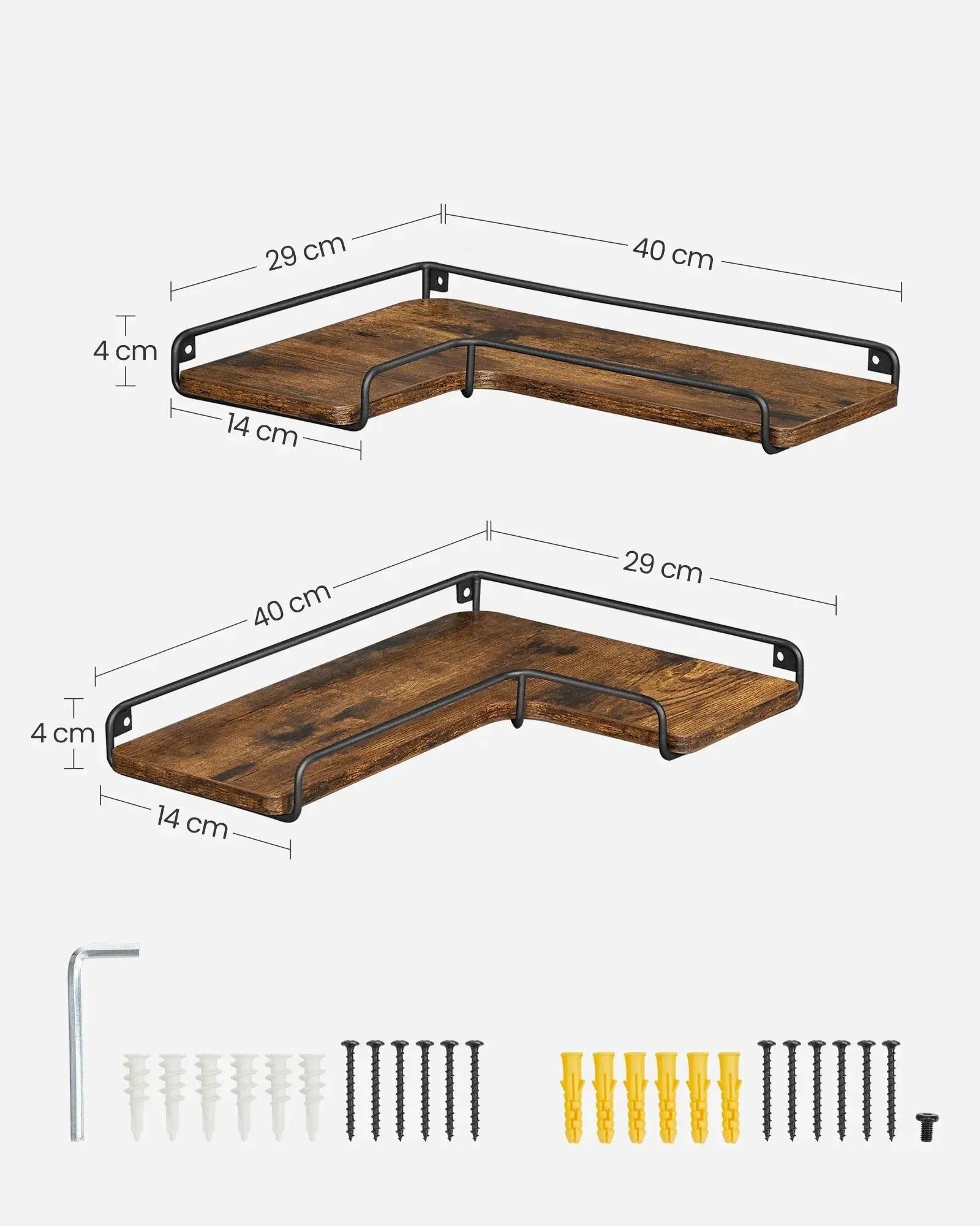 Eckregal Schwarz Metall Holz
